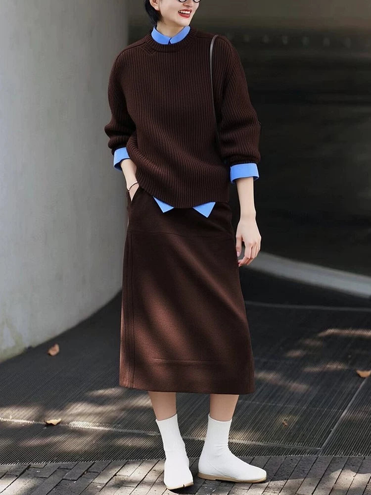 Women's Winter Korean-Style Three-Piece Set Outfit for Office Workwear Wedding Guest Business Casual Travel Weekend At Home