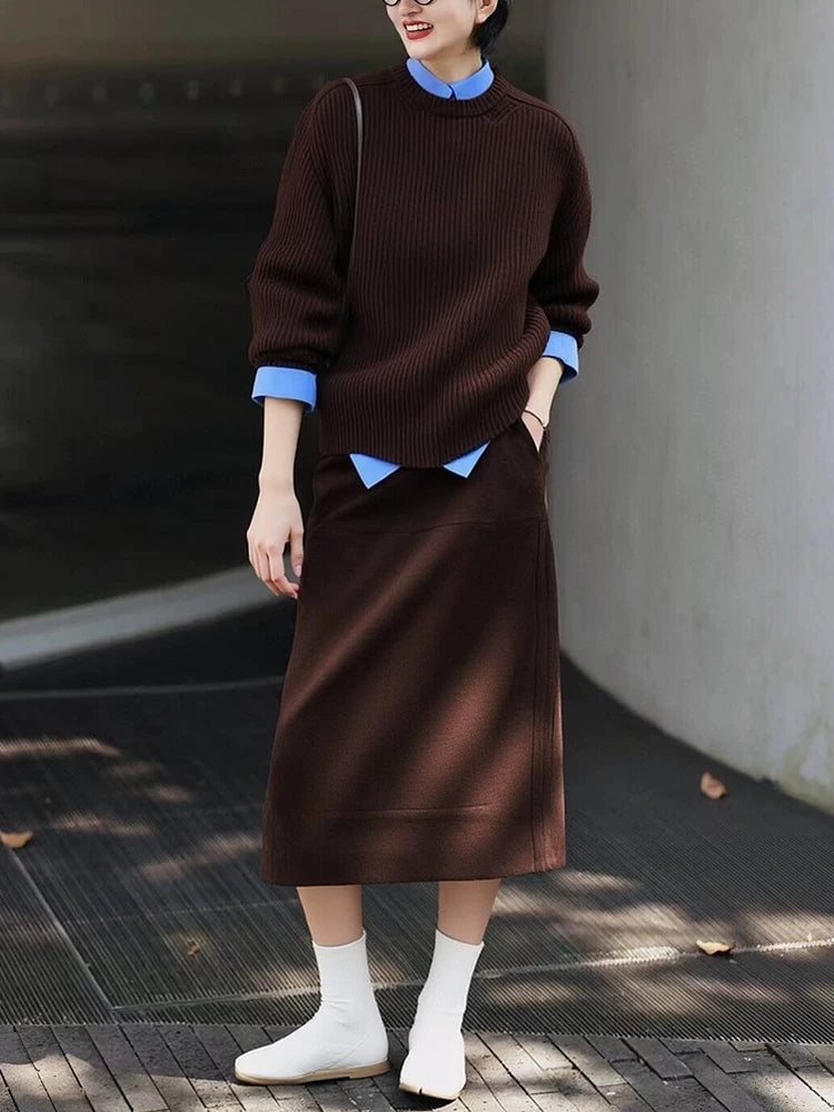 Women's Winter Korean-Style Three-Piece Set Outfit for Office Workwear Wedding Guest Business Casual Travel Weekend At Home