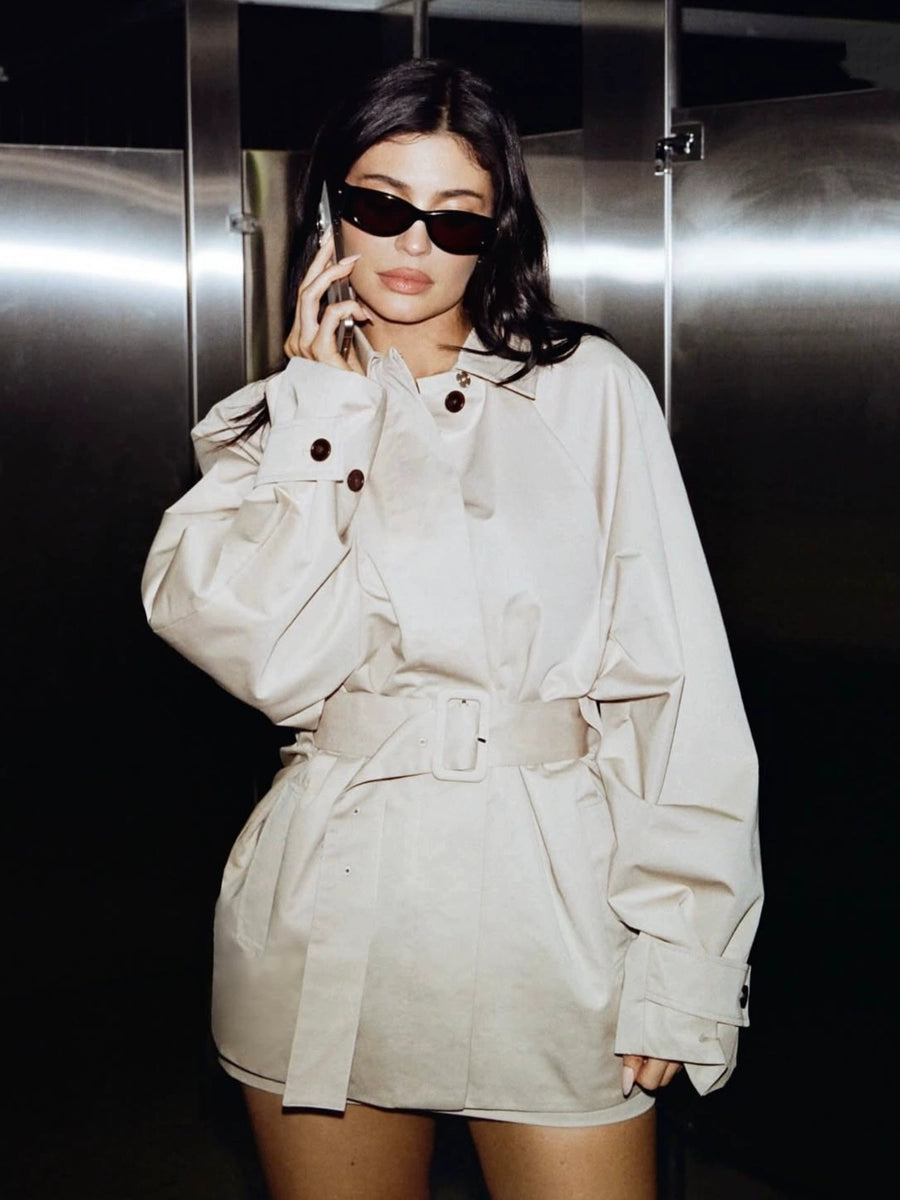 Women's Slim-Waist Lapel Cropped Lace-Up Trench Coat for Fall Layering Travel Office Holiday Date Night