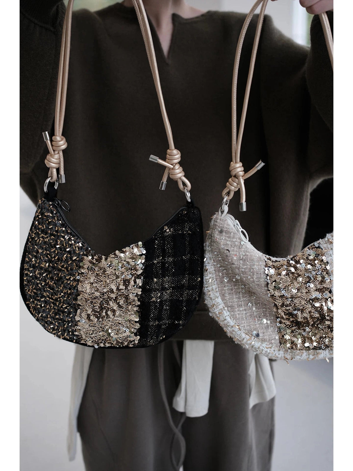 Women's Glitter Black Office Designer Luxe Workwear Underarm Bag Shoulder Purse Handbag Work Travel Everyday Purse