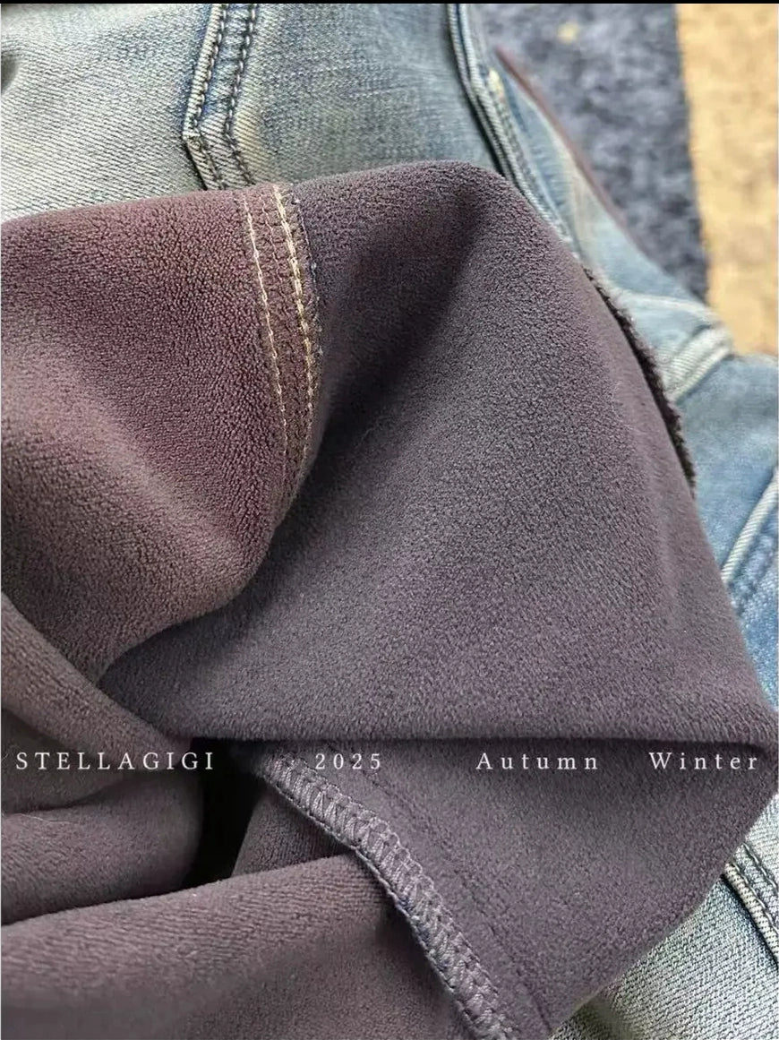 Women's Slim-fit Fleece-lined Retro Wide-leg Jeans for Casual Outfits Everyday Office Slimming Weekend Date Night