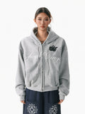 Women's Winter Grey Hooded Fleece-Lined Zip Cardigan for Office Outfits Everyday Work Fall Winter Date Night