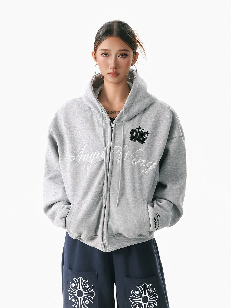 Women's Winter Grey Hooded Fleece-Lined Zip Cardigan for Office Outfits Everyday Work Fall Winter Date Night