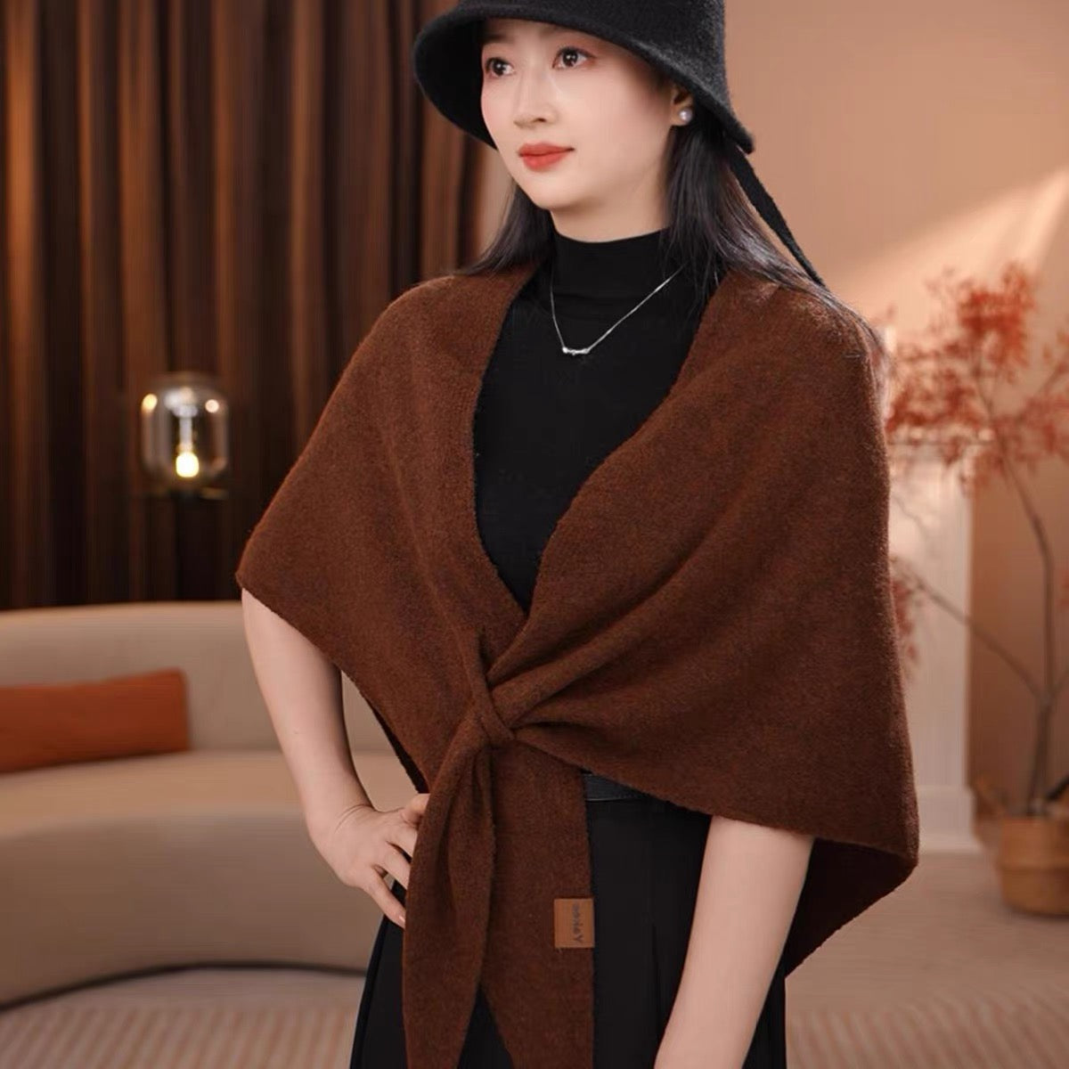 Women's Wool Fall Winter Fleece-Lined Shawls Scarves Scarf Fashion Wrap Pashmina