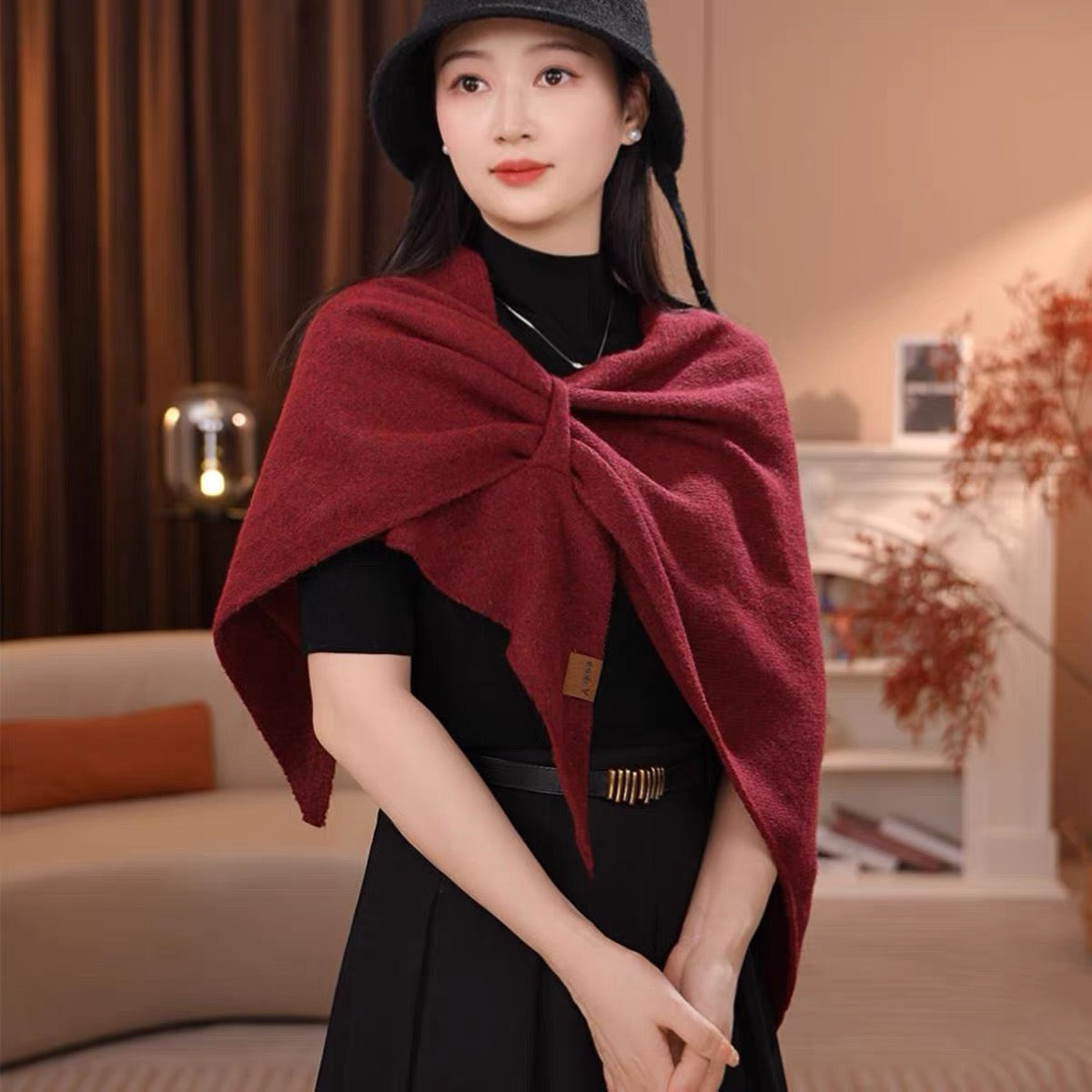 Women's Wool Fall Winter Fleece-Lined Shawls Scarves Scarf Fashion Wrap Pashmina