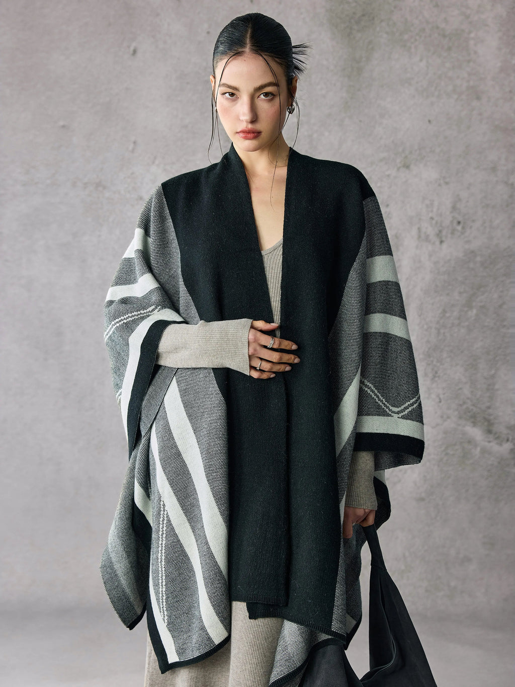 Women's Wool-Blend Fleece-Lined Knit Shawl for Fall Winter Evening Office and Travel Gift Holiday Gift