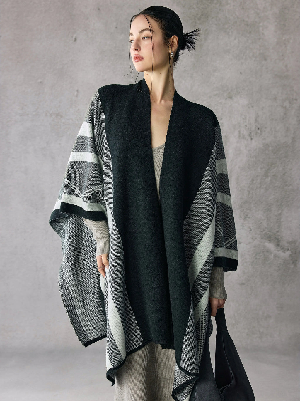 Women's Wool-Blend Fleece-Lined Knit Shawl for Fall Winter Evening Office and Travel Gift Holiday Gift