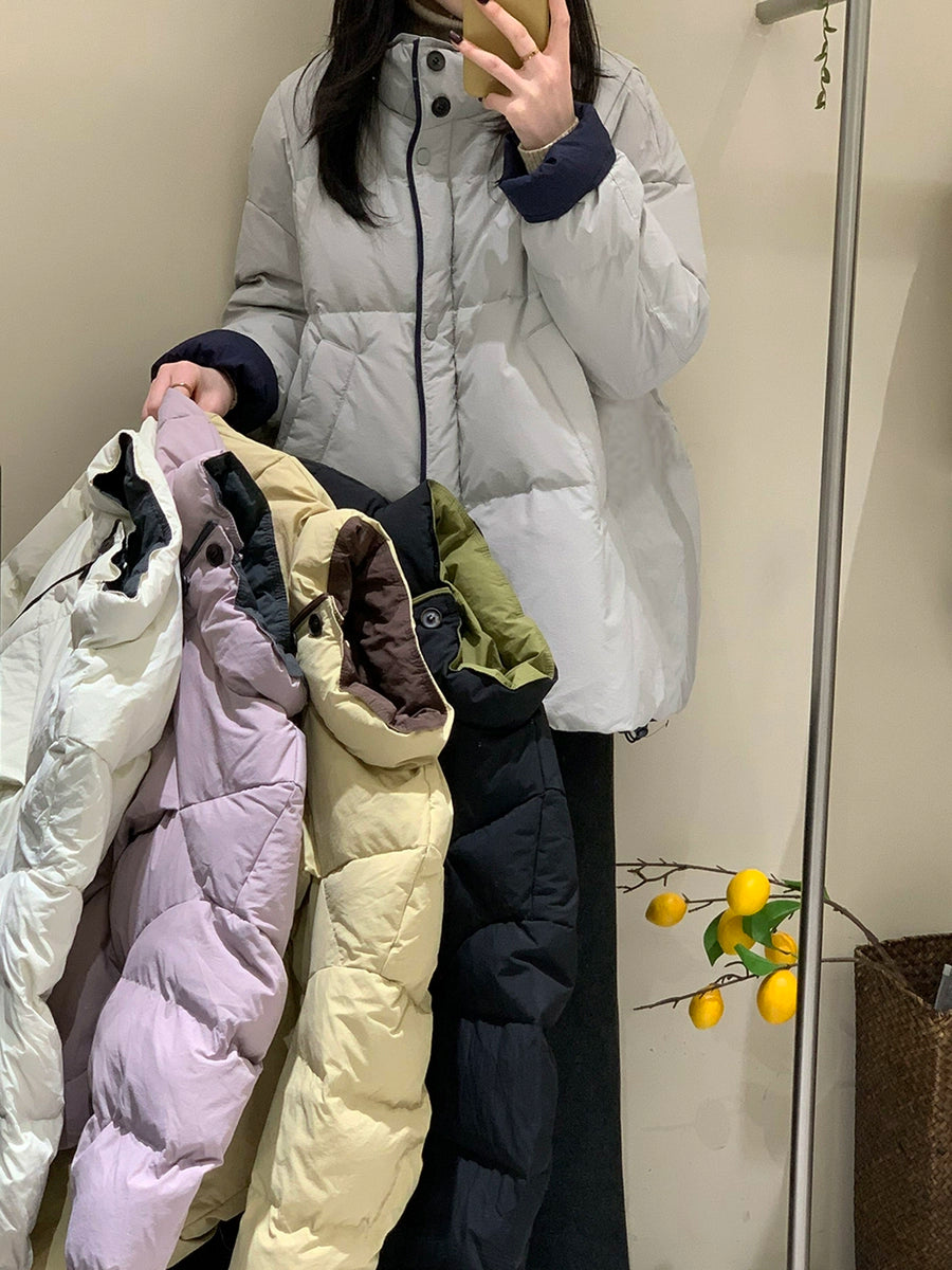 Women's Winter Longline Slim-fit Midi Down Jacket for Date Night Fall Travel Everyday Wear Slimming Outdoor Holiday