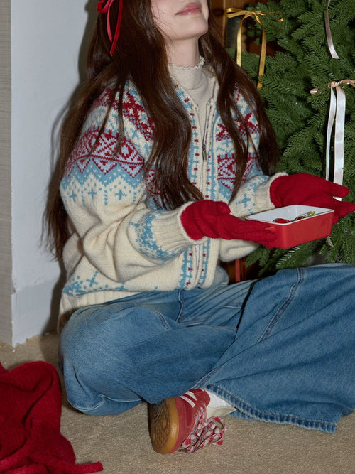Hooded Fair Isle Christmas Cardigan for Women, Thick Long Sleeve Knit Outerwear for Cozy Holiday Layering