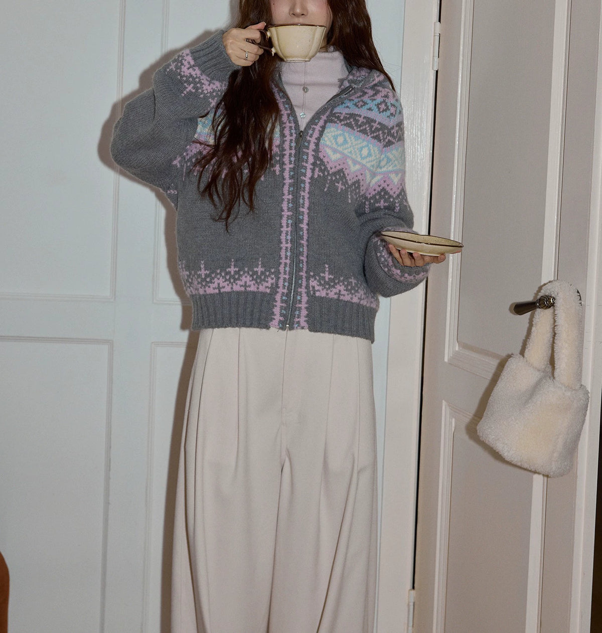 Hooded Fair Isle Christmas Cardigan for Women, Thick Long Sleeve Knit Outerwear for Cozy Holiday Layering