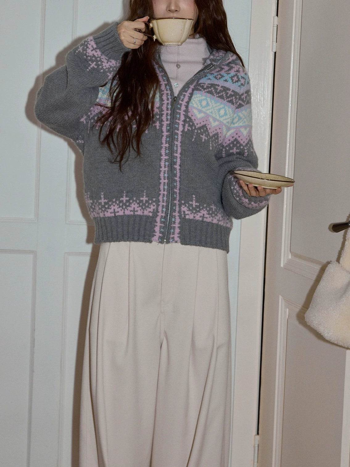Hooded Fair Isle Christmas Cardigan for Women, Thick Long Sleeve Knit Outerwear for Cozy Holiday Layering
