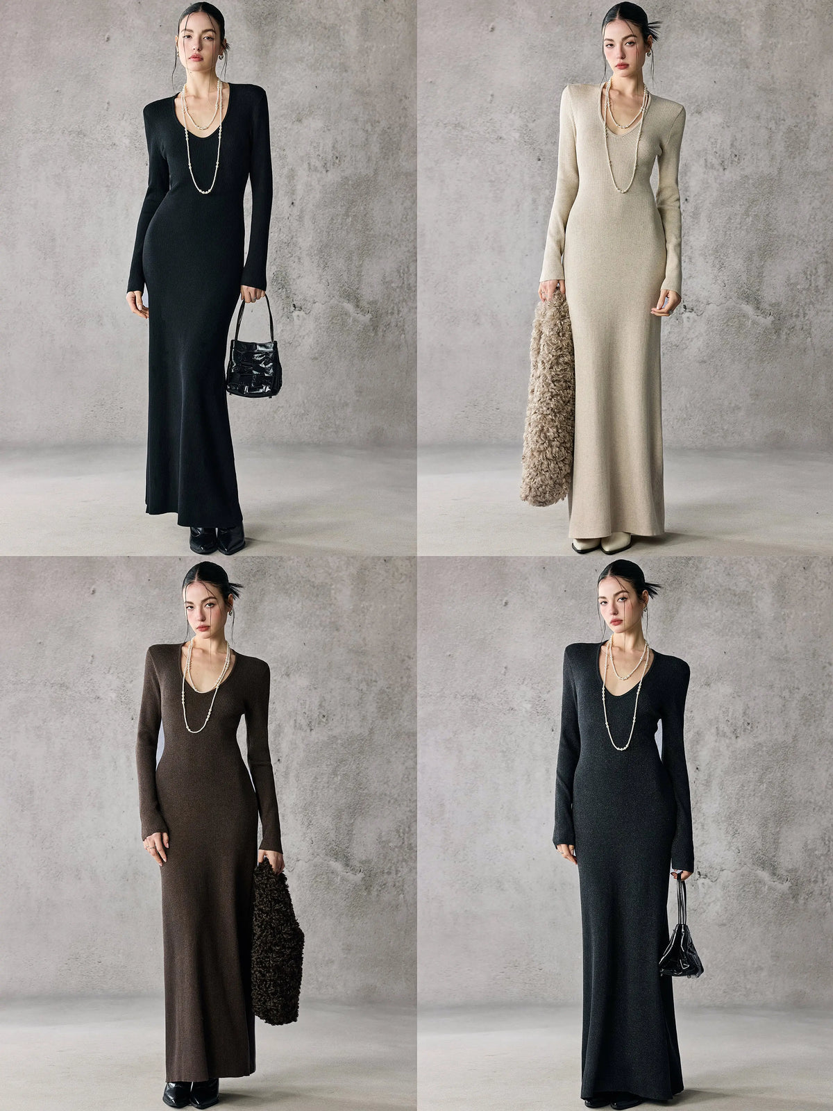 Women's Wool Knit Evening Dress for Black Tie Wedding Guest Cocktail Party Everyday Wear Prom Date Night