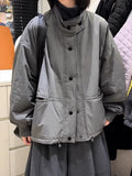 Women's Winter Grey Thickened Fleece-Lined Korean-Style Jacket Casual Coat for Cold Weather Fall Travel Outdoor Holiday