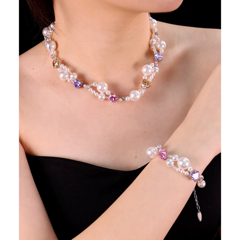 Pearl layered pendant necklace by Yoshan, detail view 3