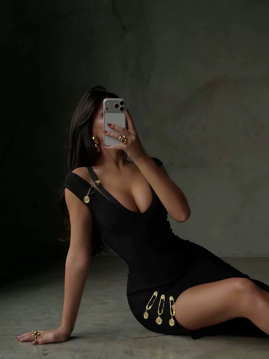 Women's V-neck Knit Slit Slimming Evening Dress Formal Midi Dress Party Dress Formal Party Wedding Guest Dress
