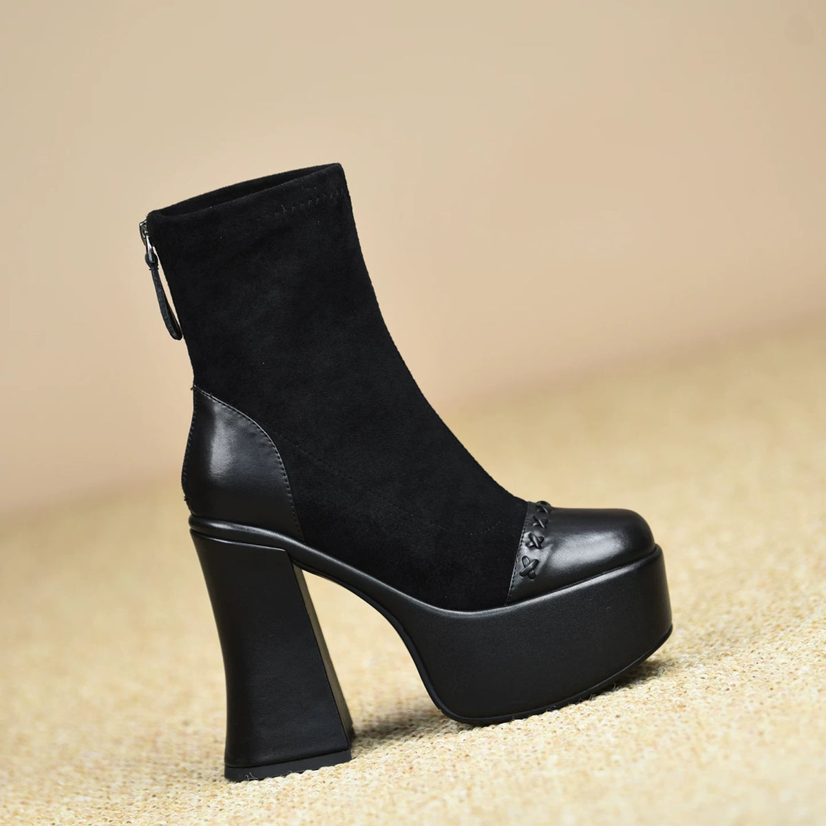 Women's Fall Winter Chunky Sole Block Heel High Heel Ankle Boots for Office and Weekend Streetwear Everyday Wear Date Night Wedding Guest