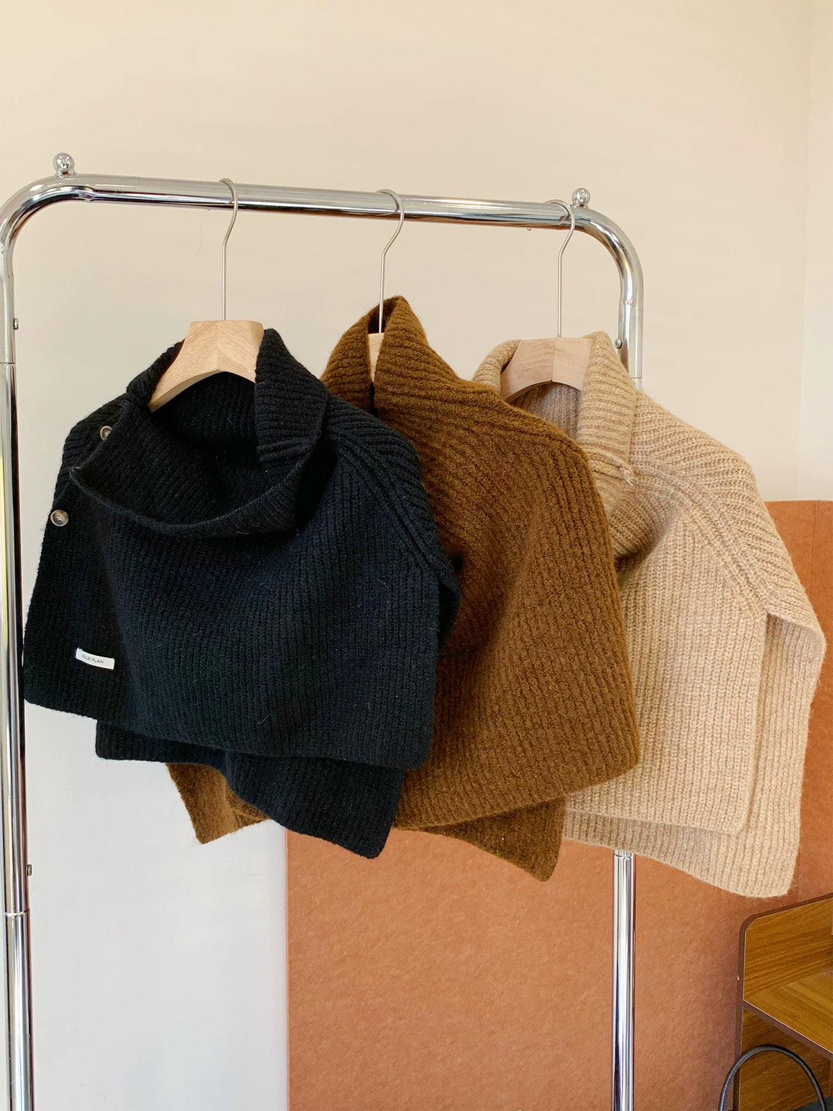 Women's Turtleneck Winter Fleece-Lined Korean-Style Knit Shawl for Office and Travel Evening Fall Gift Holiday Gift
