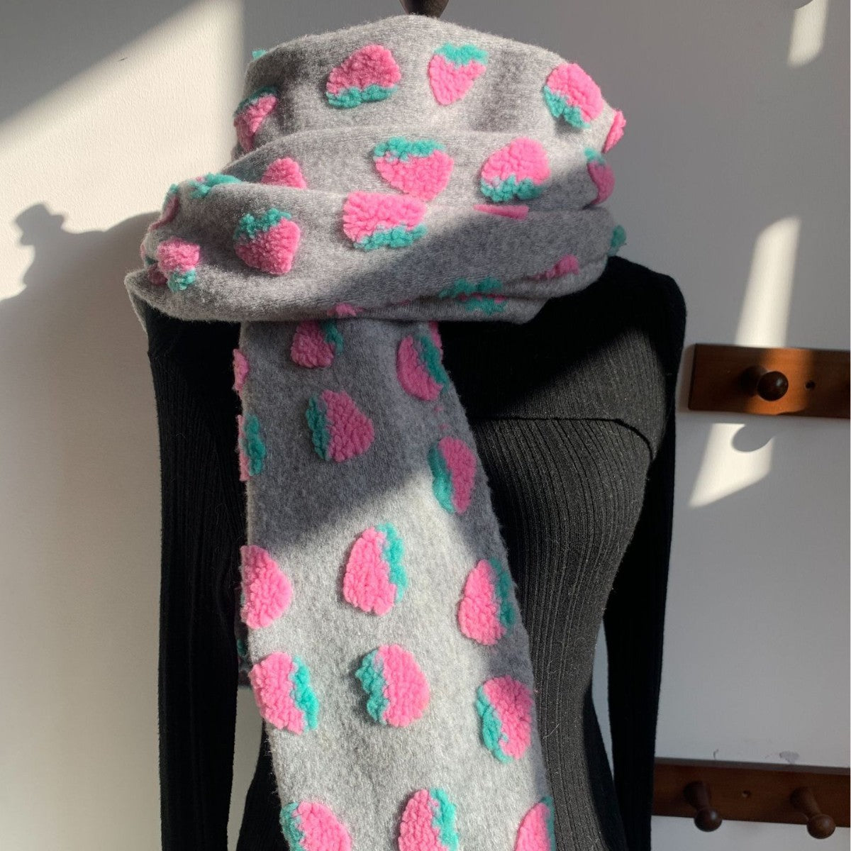 Women's Fall Winter Plush Fleece-Lined Knit Scarf Shawl Fashion Wrap Pashmina Gift