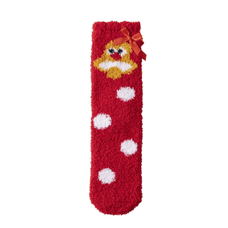 Plush Christmas Floor Socks for Women, Cozy Fuzzy Winter Sleep Socks for Home and Holiday Gifts