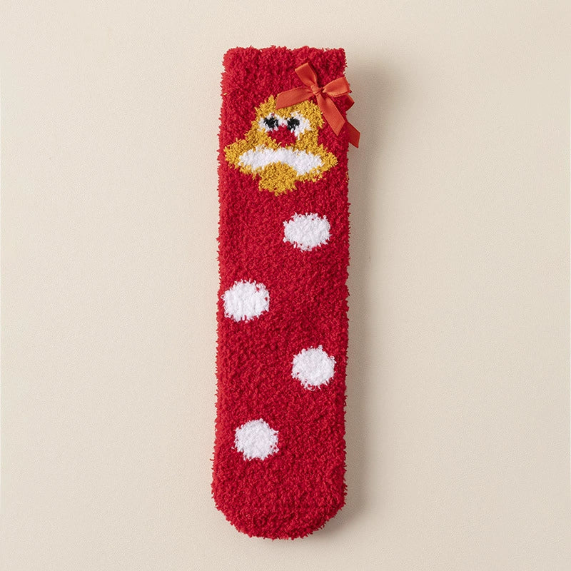 Plush Christmas Floor Socks for Women, Cozy Fuzzy Winter Sleep Socks for Home and Holiday Gifts