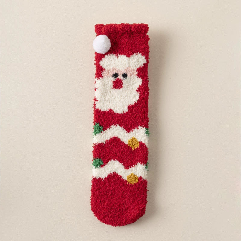 Plush Christmas Floor Socks for Women, Cozy Fuzzy Winter Sleep Socks for Home and Holiday Gifts