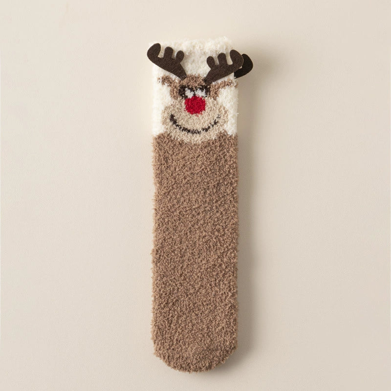 Plush Christmas Floor Socks for Women, Cozy Fuzzy Winter Sleep Socks for Home and Holiday Gifts