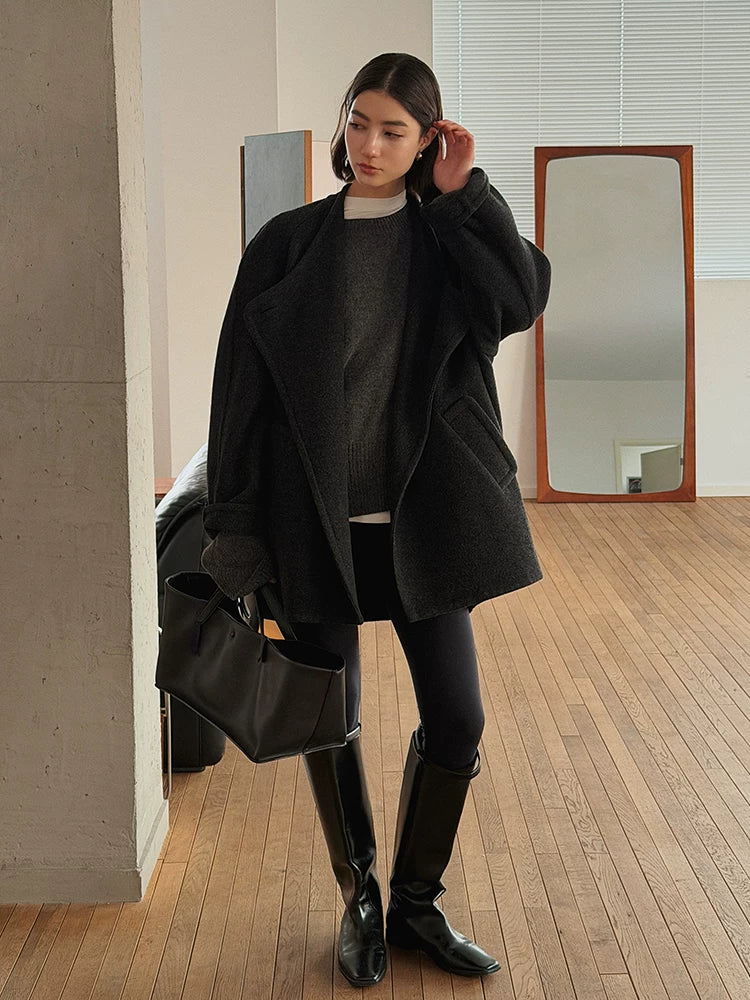 Women's Lapel Casual Winter Coat for Fall Layering Travel Office Everyday Wear Seasonal Look Holiday Date Night