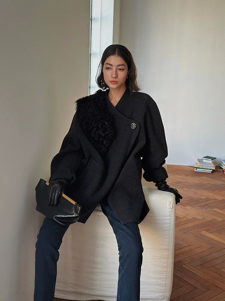 Women's Lapel Casual Winter Coat for Fall Layering Travel Office Everyday Wear Seasonal Look Holiday Date Night