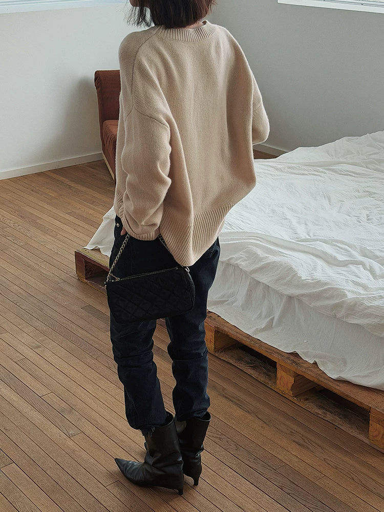 Women's Wool Sweater Knit Pullover Top for Fall Winter Spring Travel Office Everyday Date Night