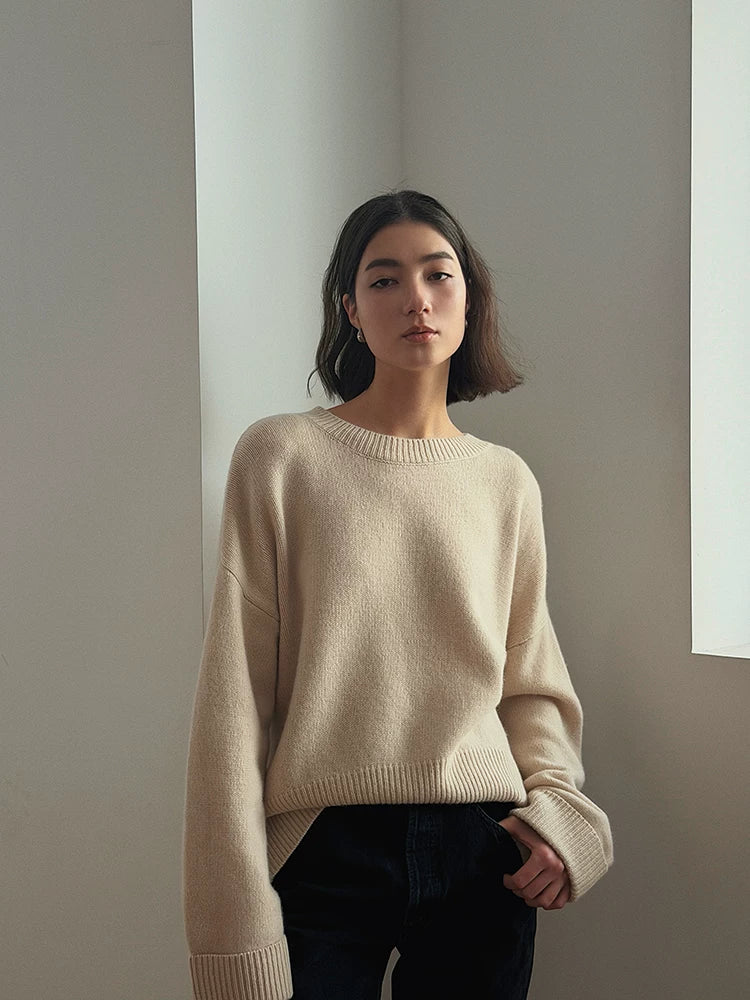 Women's Wool Sweater Knit Pullover Top for Fall Winter Spring Travel Office Everyday Date Night