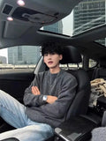 Men's Fall Winter Grey Sweater Knit Pullover Top for Casual Outfits Spring Travel Office Everyday Date Night