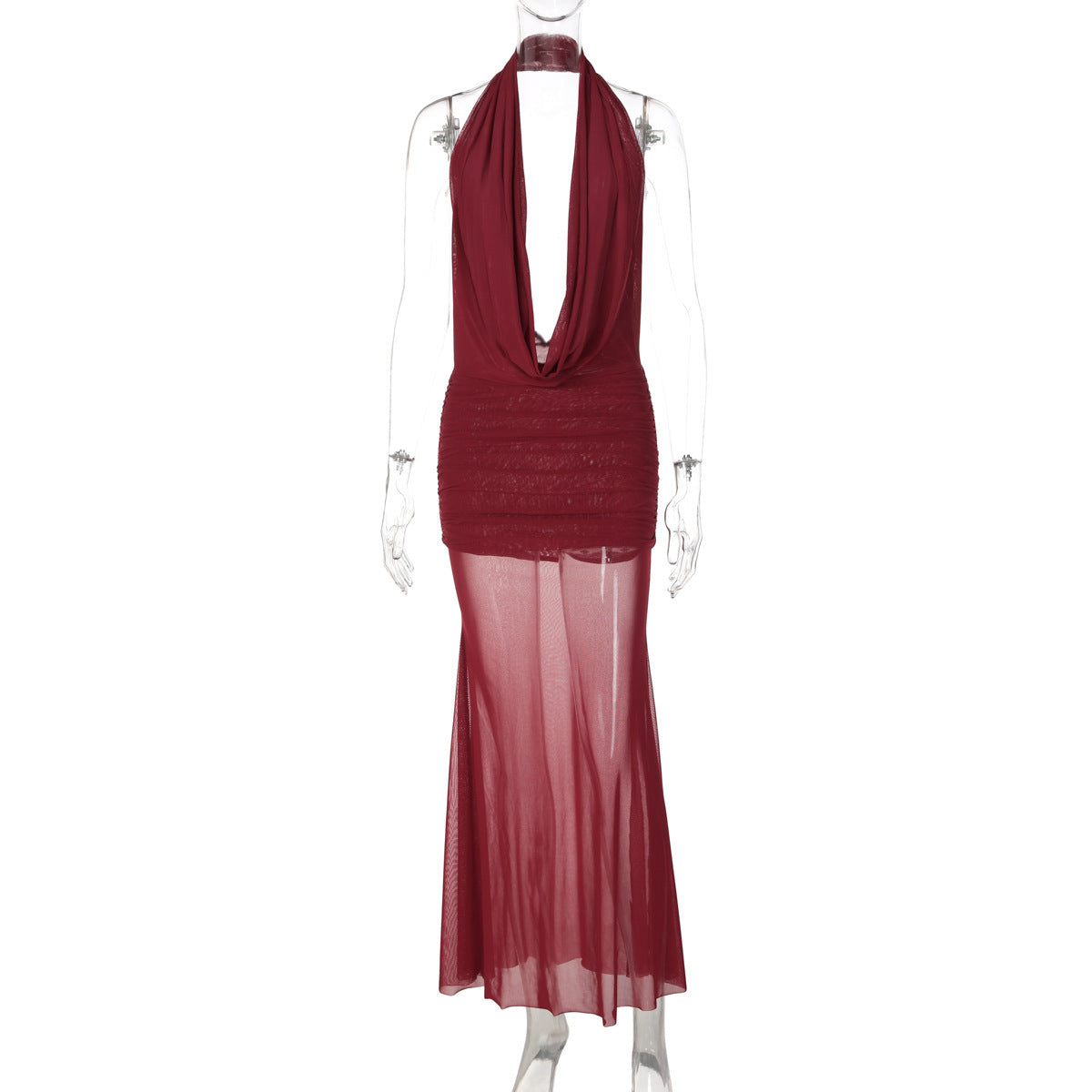 Women's Bodycon Open-Back Breathable Mesh Cutout Two-Piece Set for Office Workwear Wedding Guest Business Casual Travel Weekend At Home