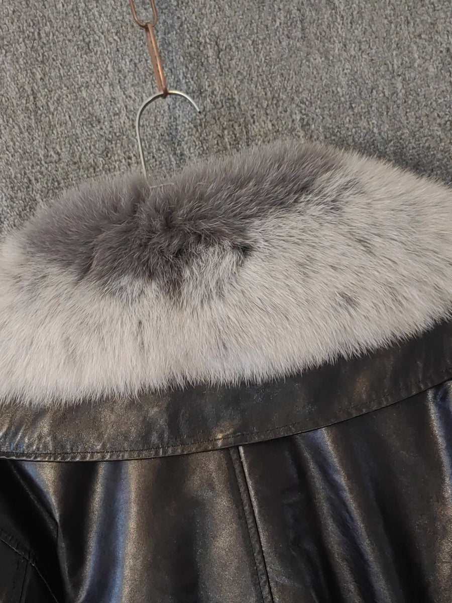 Women's Fur-Collar Winter Leather Fleece-Lined Cropped Jacket Casual Coat Fall for Cold Weather Travel Outdoor Holiday Date Night