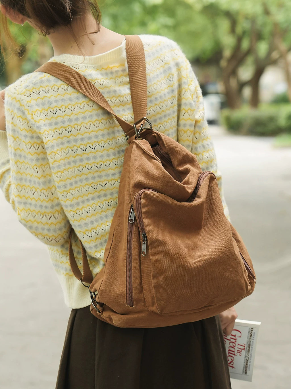 Women's Large-Capacity Canvas Office Workwear Tote Bag Shoulder Crossbody Purse Work and Travel School