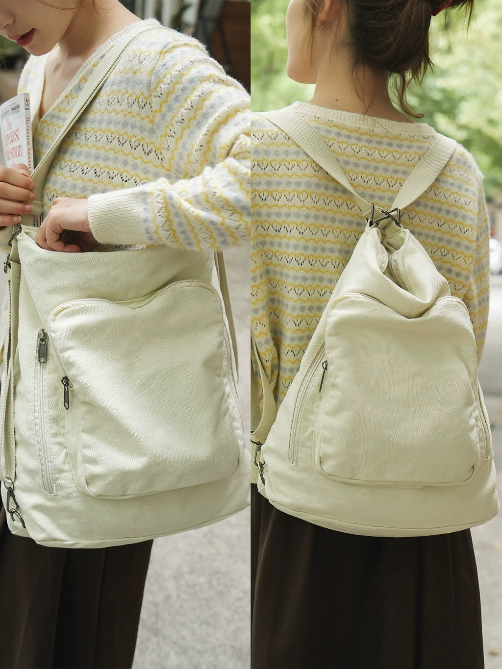 Women's Large-Capacity Canvas Office Workwear Tote Bag Shoulder Crossbody Purse Work and Travel School