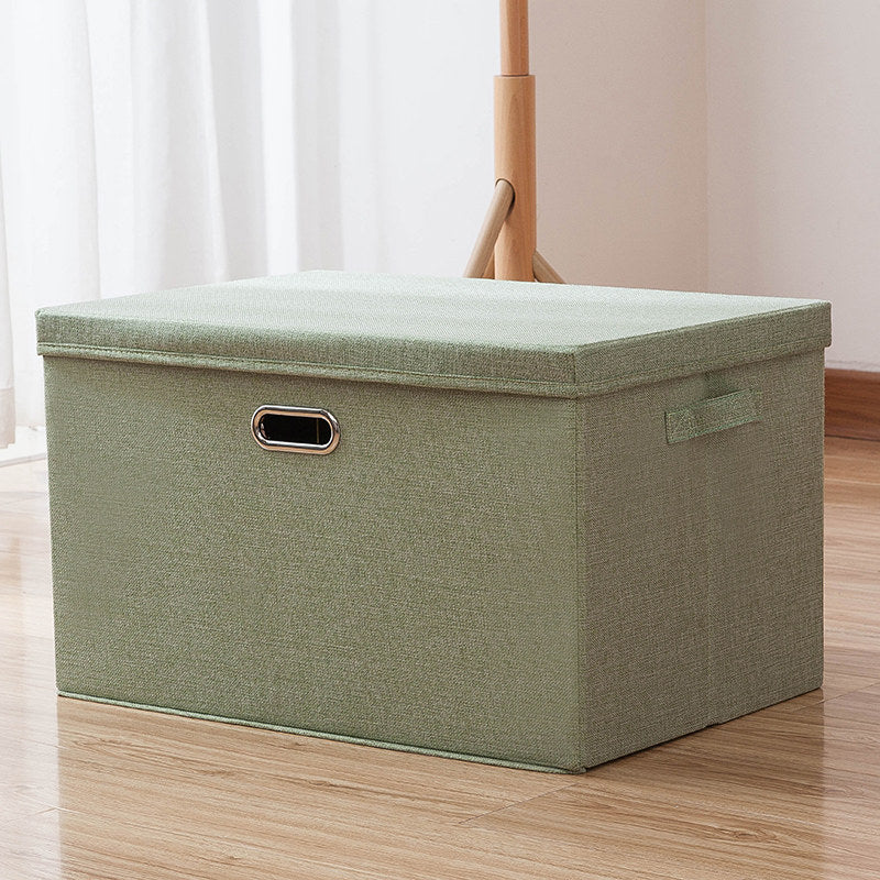 Kotak Penyimpanan Kain Linen Lipat dengan Tutup & Gagang, Wadah Pengatur Pakaian yang Bisa Ditumpuk, Tempat Penyimpanan Lemari yang Dapat Dicuci untuk Lemari Kamar Tidur