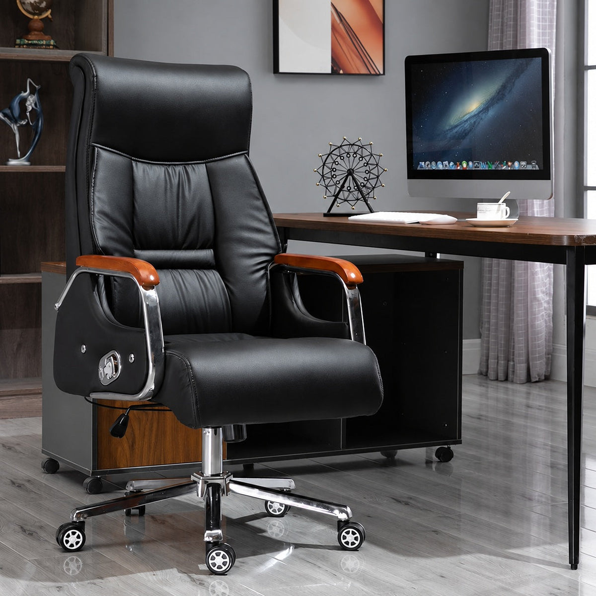 JY 902 Black PU Leather Executive Chair Executive Office Chair for Home Office Study Desk and Long Sitting Sessions