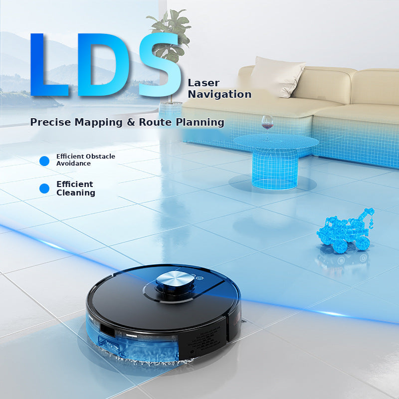 V2 LDS Laser Robot Vacuum and Mop with Smart Mapping for Hard Floors and Low Pile Carpet