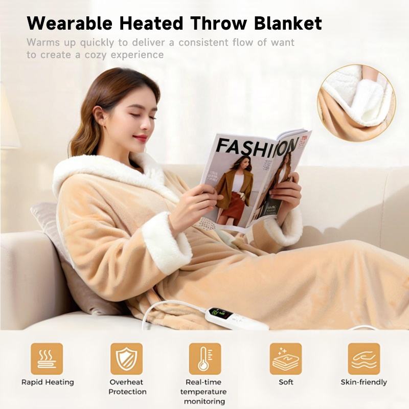 Dual Sided Flannel Electric Under Blanket | Adjustable Temperature Control, Non-Slip Backing, Detachable Cord Machine Washable Heated Mattress Pad, Queen King & Multi Sizes Winter Bed Warmer for Bedroom