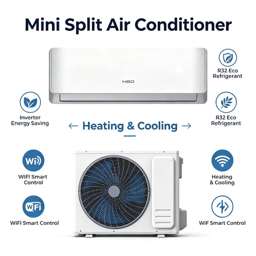 AC R32 Inverter Split Air Conditioner Ductless Mini Split for Bedroom and Living Room Home Cooling