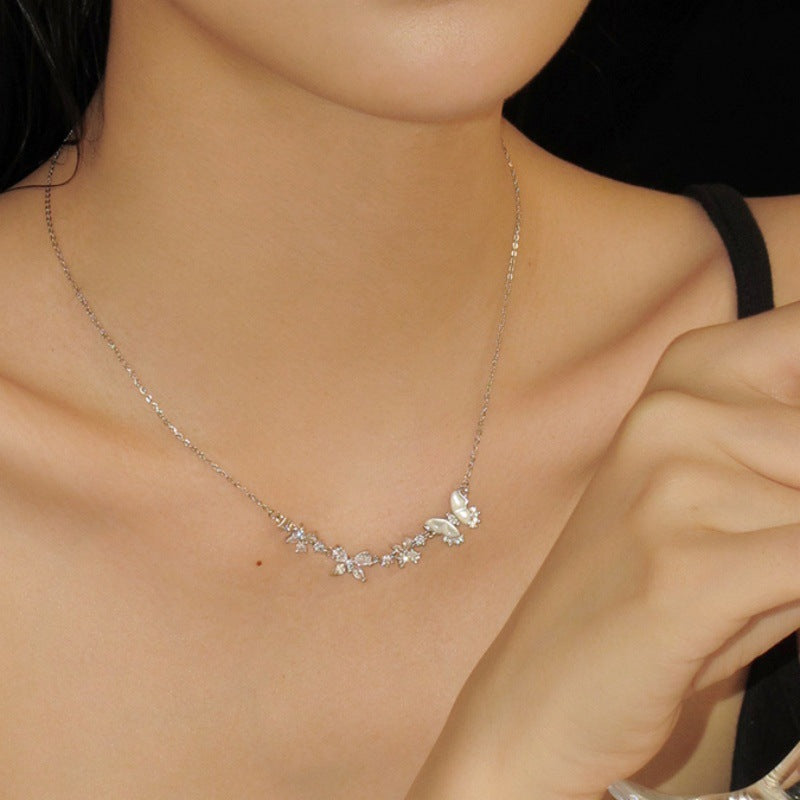 Cubic zirconia butterfly necklace by Yoshan, detail view 13