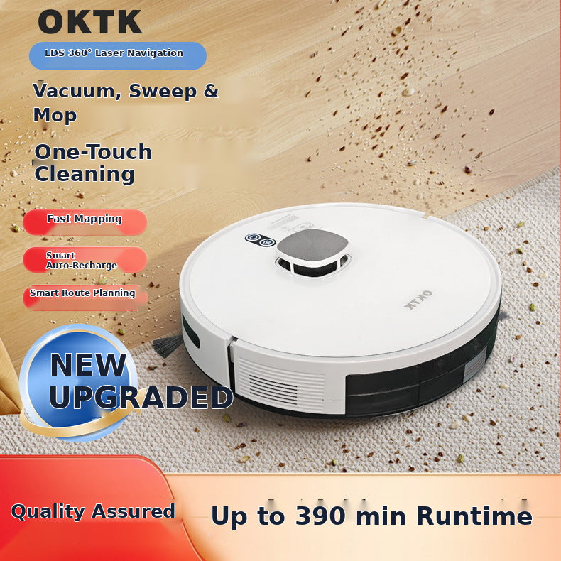 OKTK V8 LDS Robot Vacuum and Mop with Smart Mapping for Hard Floors and Low Pile Carpet