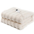 Mulan Faux Rabbit Fur Electric Heated Throw Blanket with Temperature Controller for Winter Bedroom