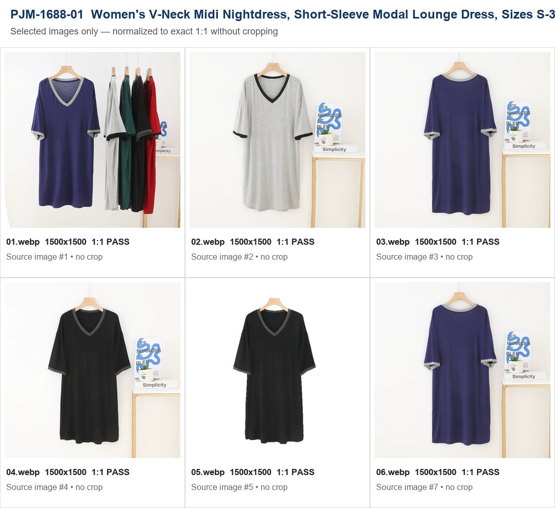 Daster Midi Wanita Kerah V, Gaun Santai Lengan Pendek Bahan Modal, Ukuran S-3XL
