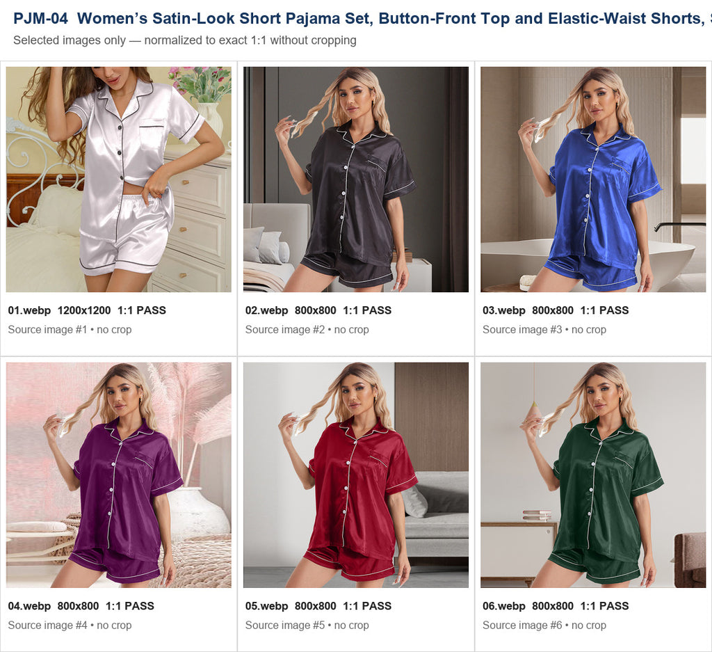Set Piyama Pendek Wanita Tampilan Satin, Atasan Kancing Depan dan Celana Pendek Pinggang Karet, Ukuran S-XXL