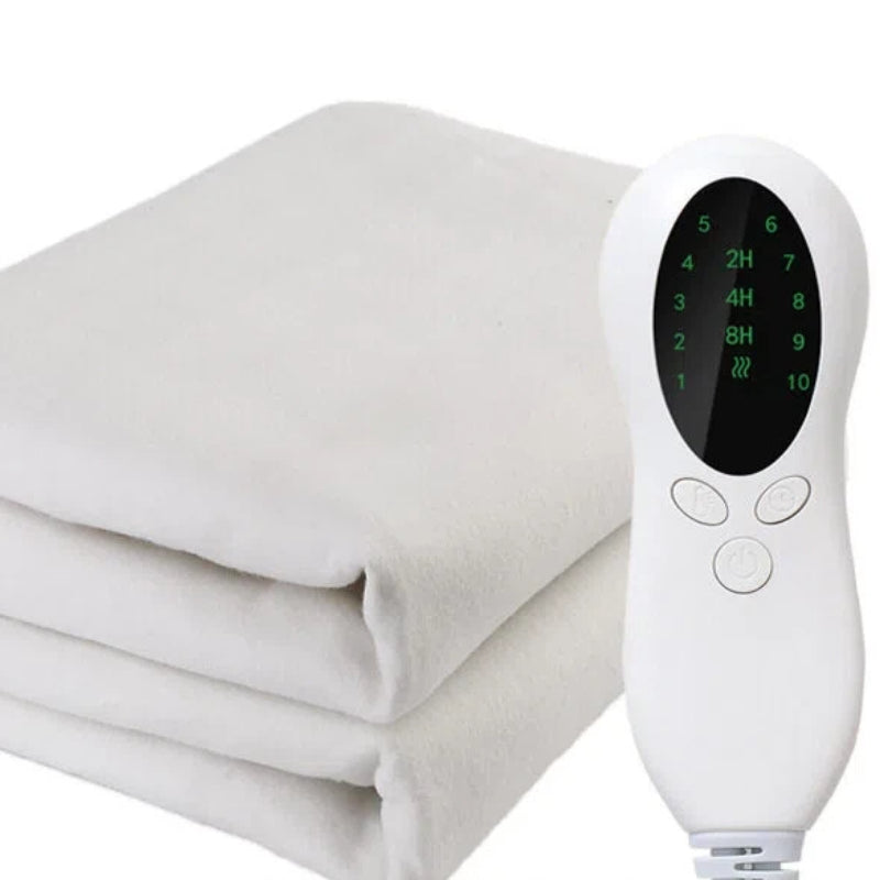 Electric Blanket Dual Control Pure White Ultrasonic with Temperature Controller for Winter Bedroom