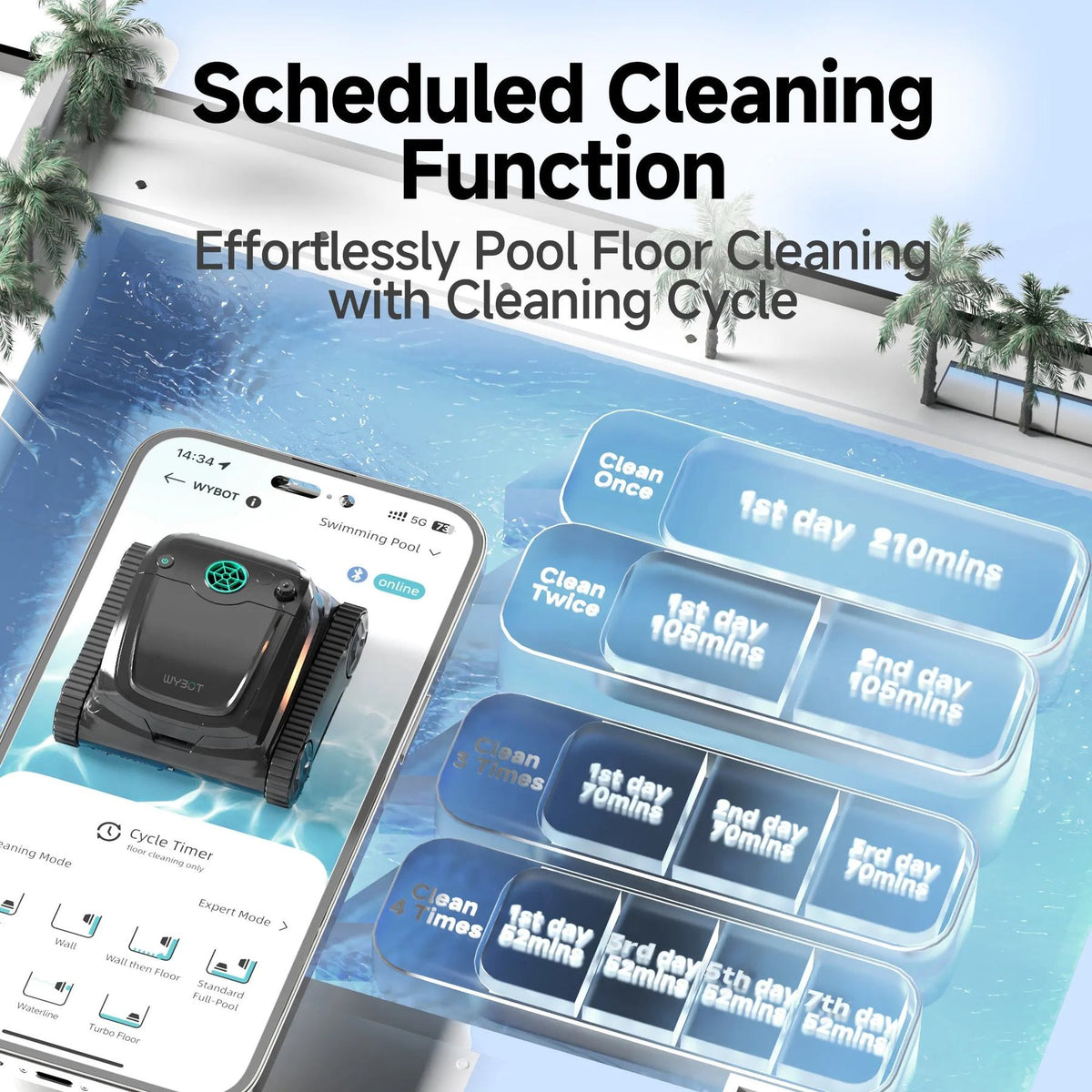 WYBOT S2 Robotic Pool Cleaner for Inground and Above Ground Home Swimming Pools for Daily Home Use