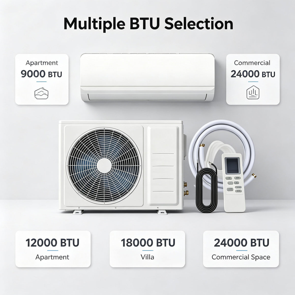 AC OEM R32 Inverter Split Air Conditioner Ductless Mini Split for Bedroom and Living Room Home Cooling