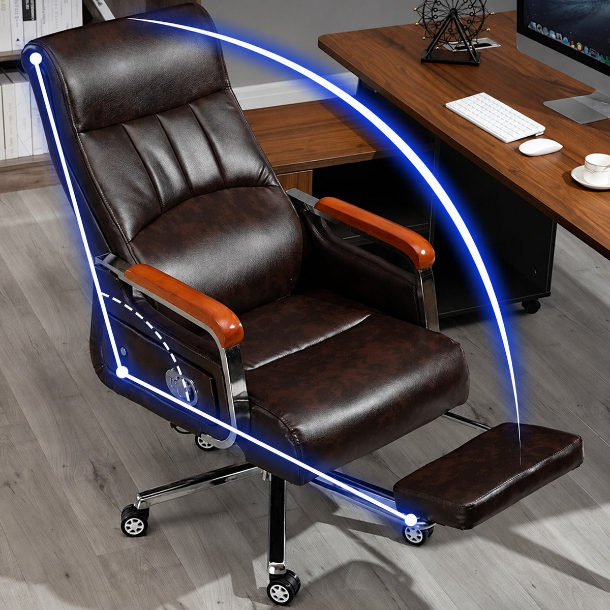 JY Classic Reclining PU Leather Executive Chair Executive Office Chair for Home Office Study Desk and Long Sitting Sessions