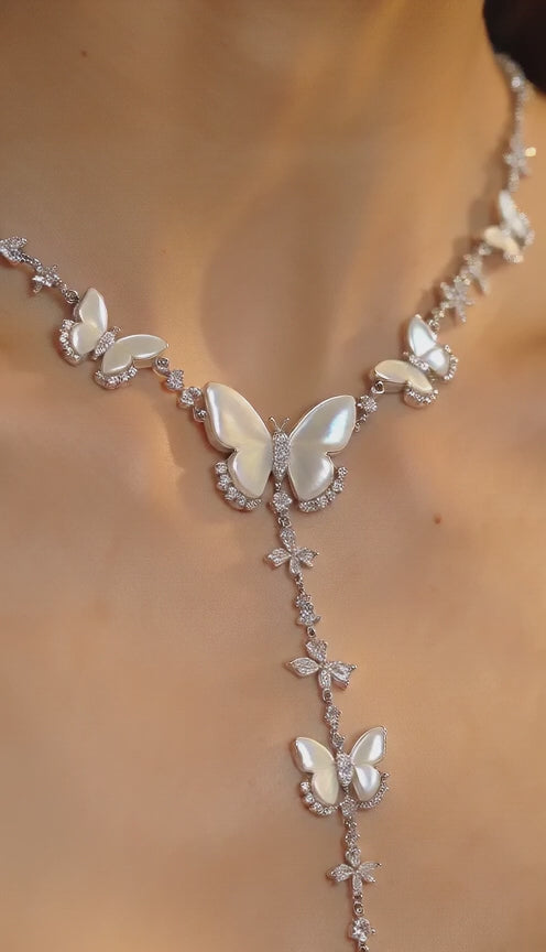 Video of cubic zirconia butterfly necklace by Yoshan